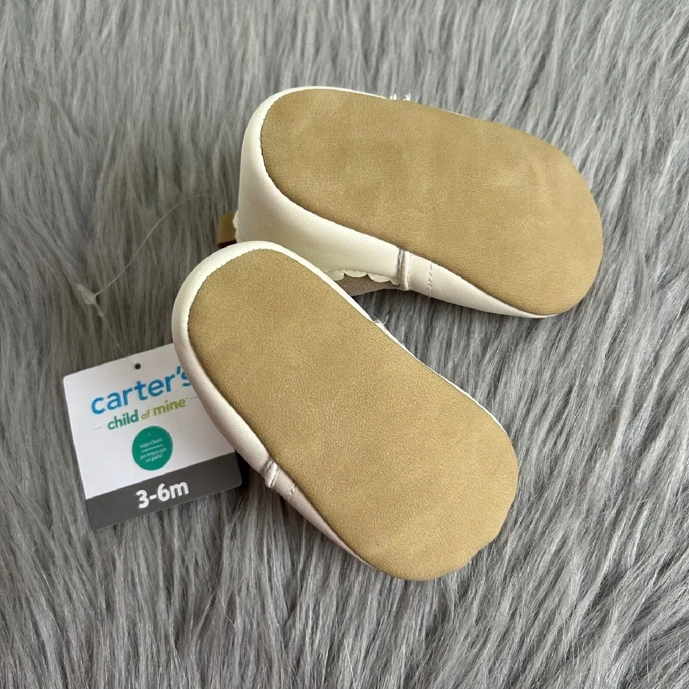 Carter's Child Of Mine Baby Shoes Infant Girls Size 3-6 Months White Booties NEW